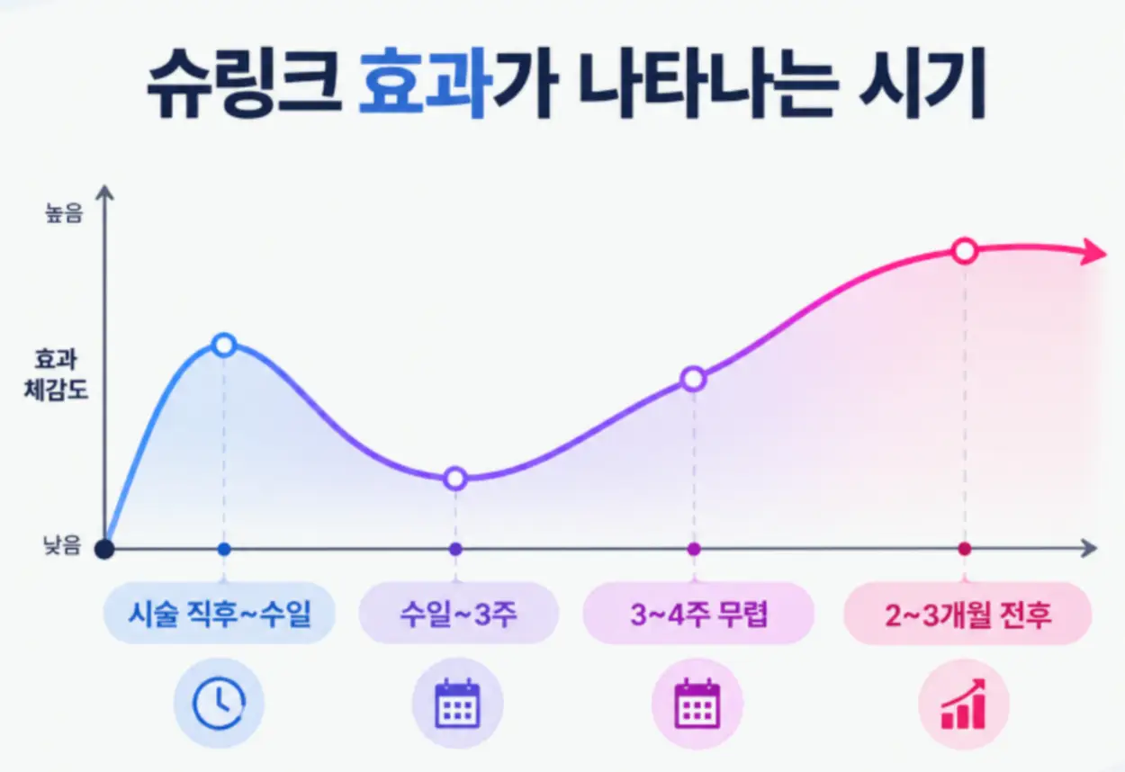 슈링크 효과가 나타나는 시기, 시술 직후부터 2~3개월 전후 나타나는 흐름