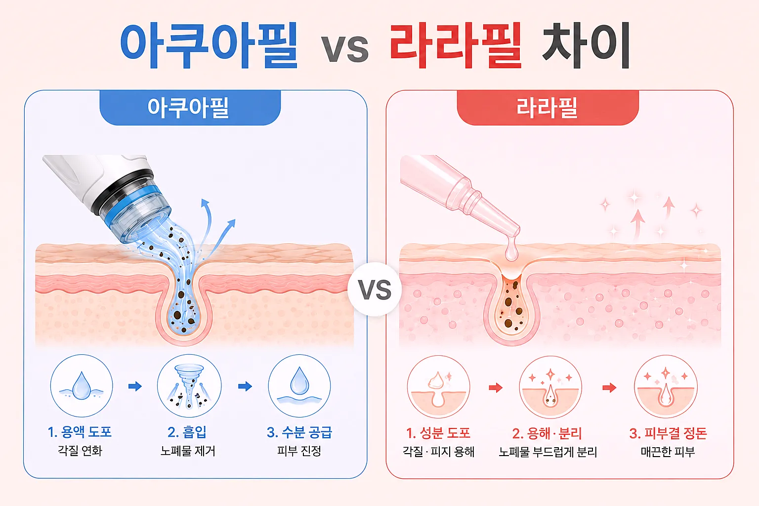 아쿠아필과 라라필 차이 - 흡입 방식과 용해 방식 비교