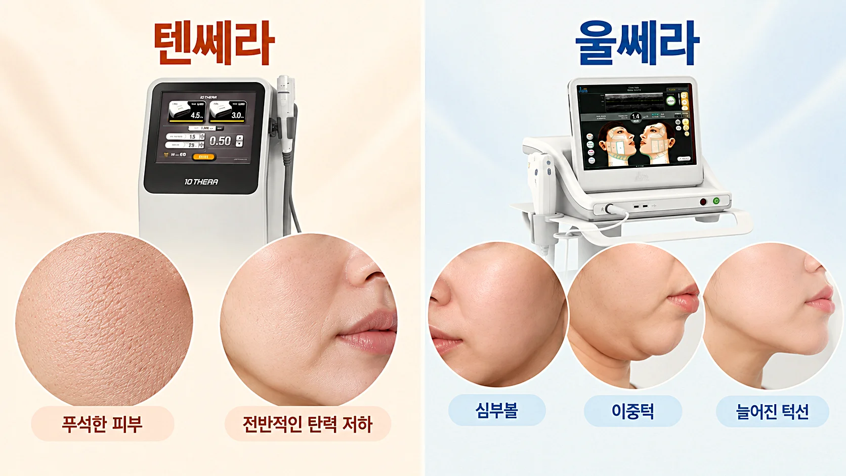 텐쎄라와 울쎄라 적합한 피부 고민 유형