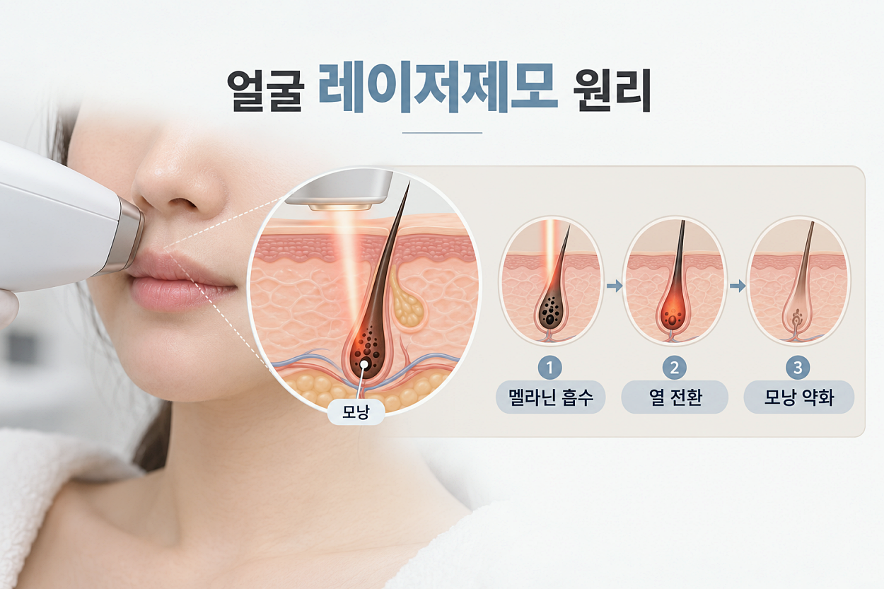 얼굴레이저제모 원리 - 재생력을 약화시키는 힘