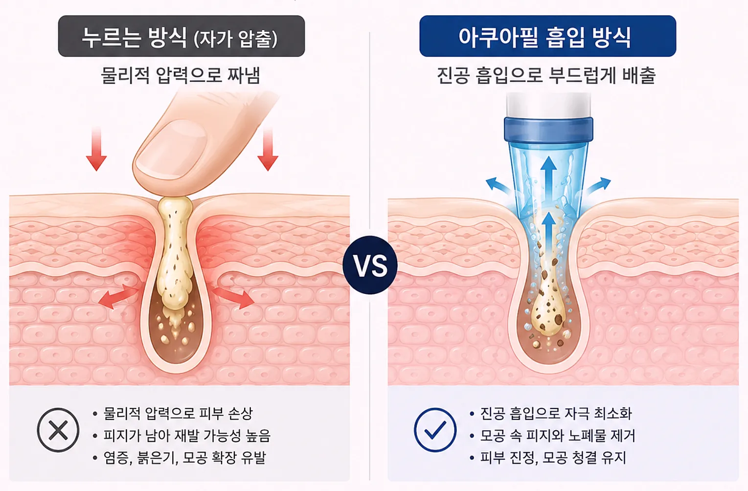 압출과 아쿠아필 차이 - 물리적 압력과 흡입 방식 비교