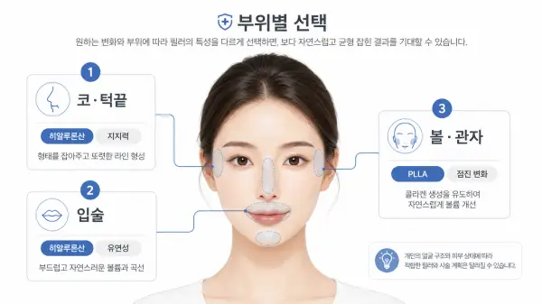 코 턱끝 입술 볼 관자 부위별 히알루론산 및 PLLA 필러 선택 기준