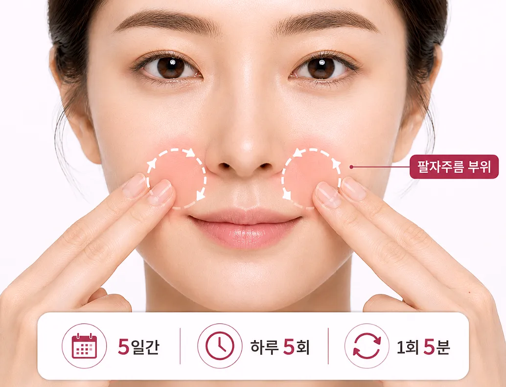 스컬트라 시술 후5일 동안 하루 5회, 매회 5분씩 주입 부위 팔자주름 마사지