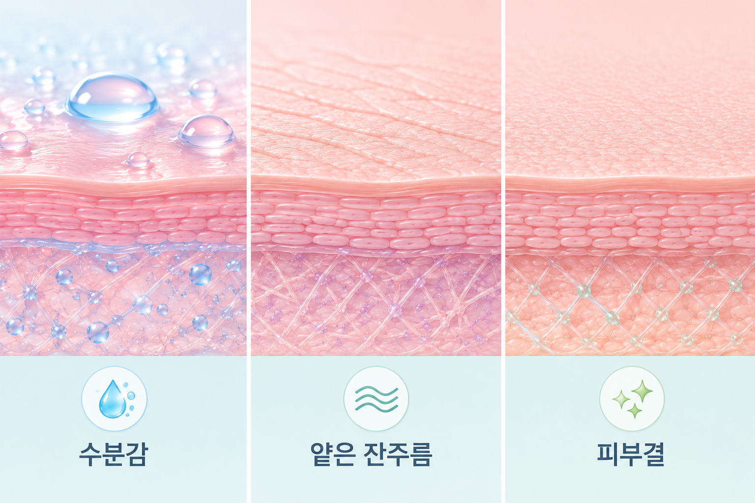 피부 수분감과 얕은 잔주름, 거친 피부결의 특징