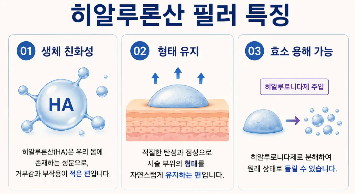 체내 고유 성분 히알루론산 필러의 특징과 히알루로니다제 효소 용해 안전성 안내