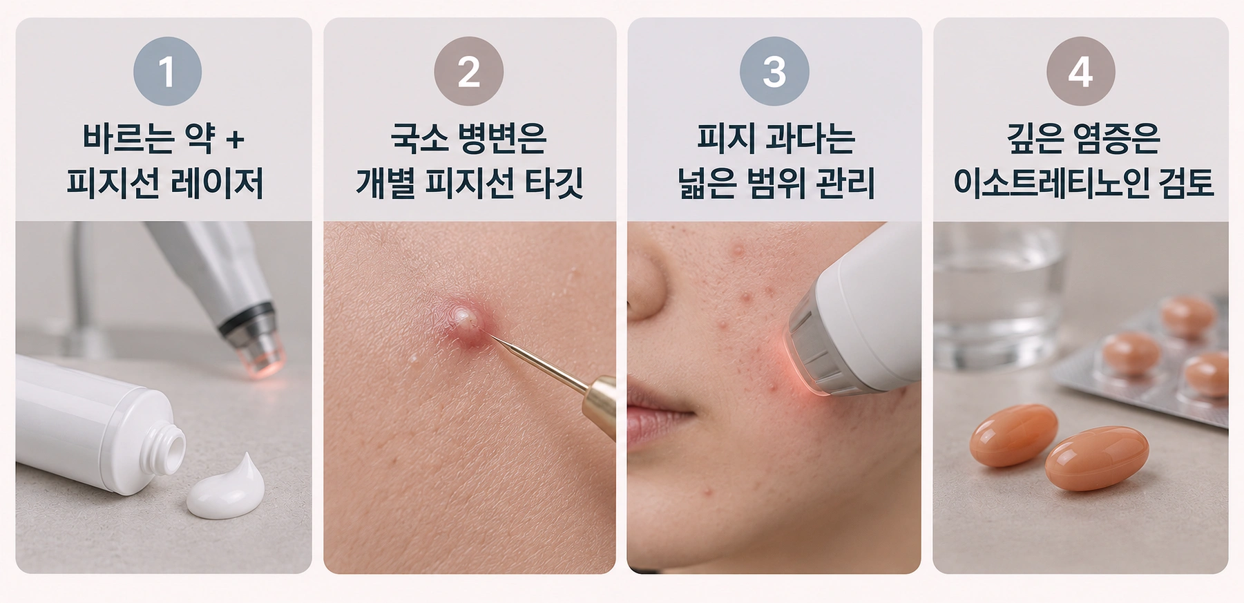 성인 여드름 상태에 따른 치료 방법