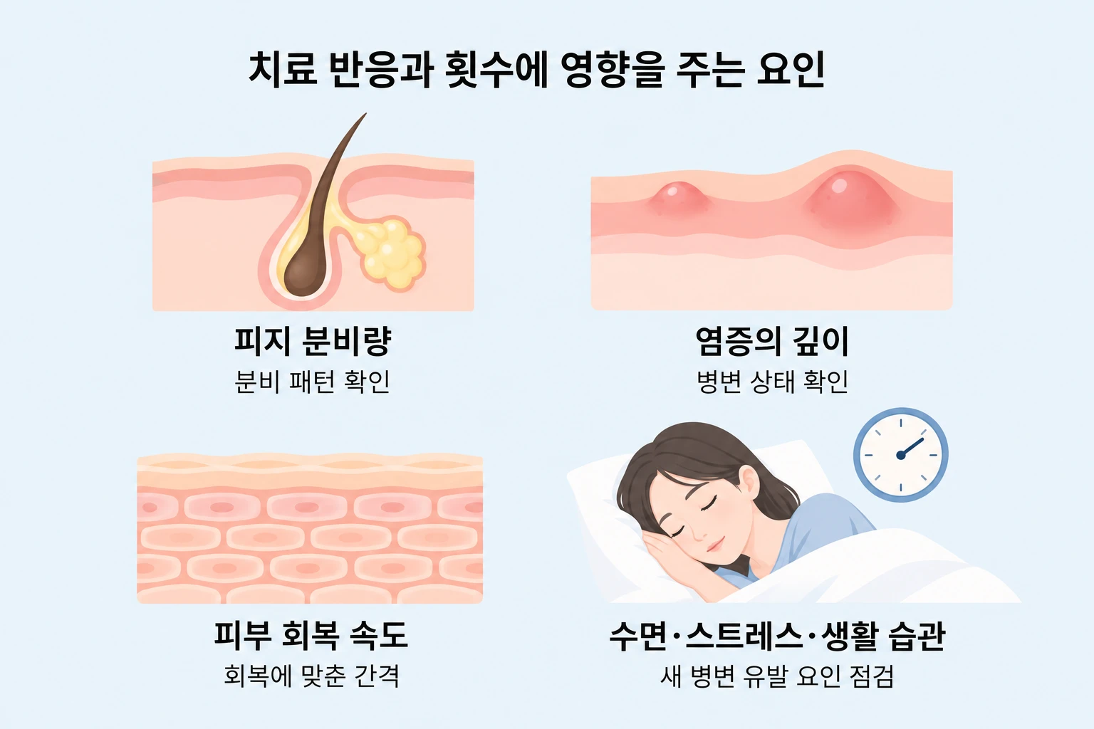 피지 분비량과 염증 깊이·피부 회복 속도·생활 습관에 따른 치료 반응 차이