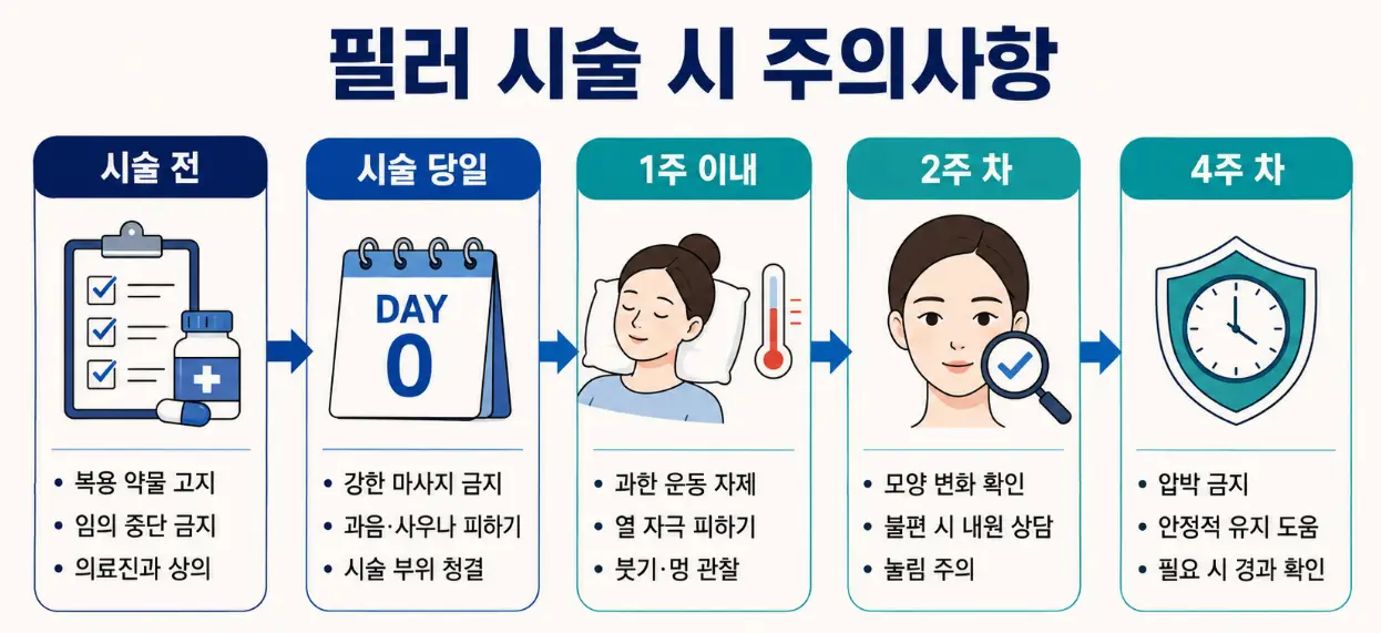 대전 필러 시술 전후 타임라인별 주의사항 및 일상 회복 관리 수칙