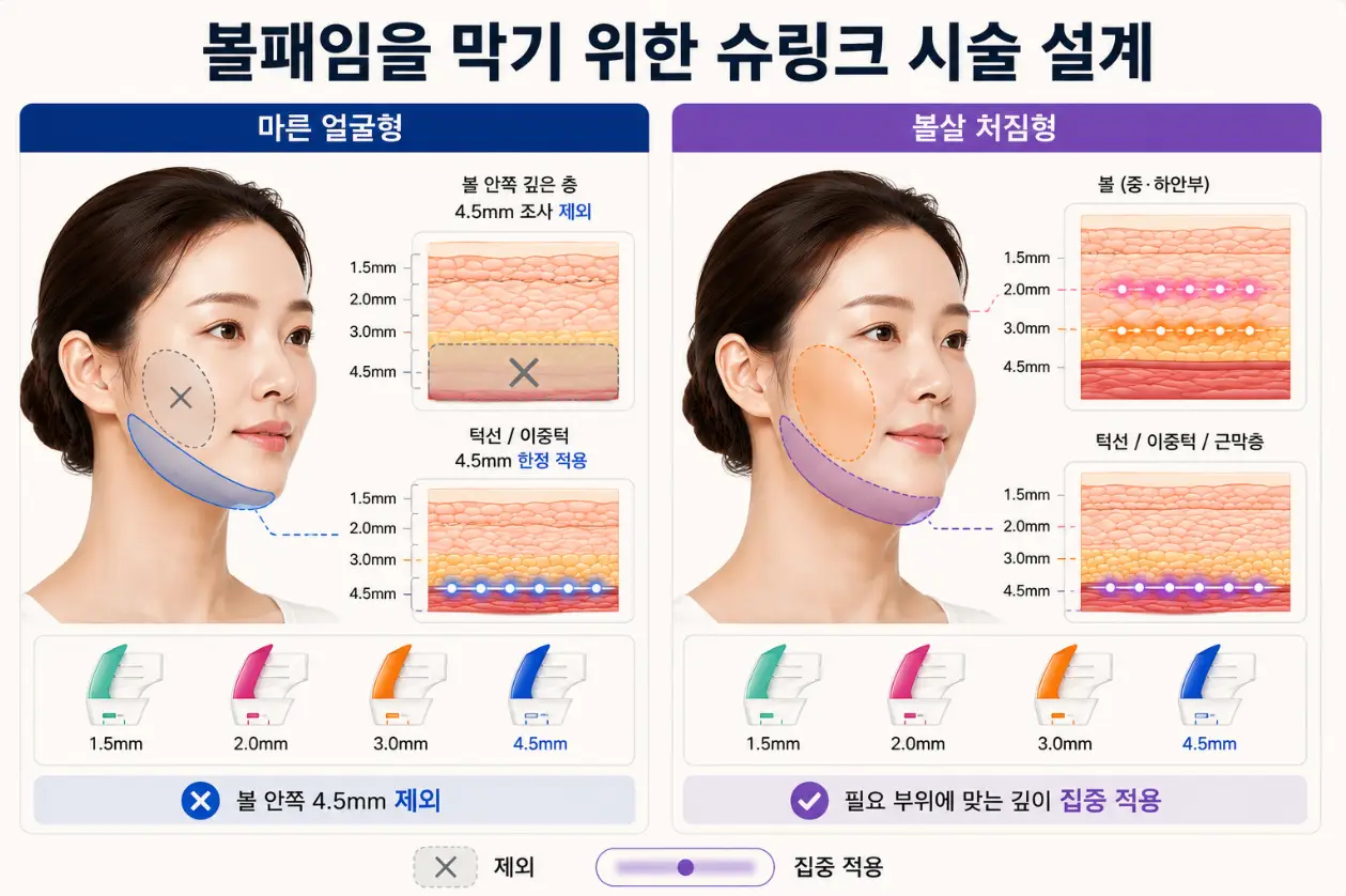 부산 슈링크 리프팅 시 볼패임을 방지하기 위한 맞춤 설계표