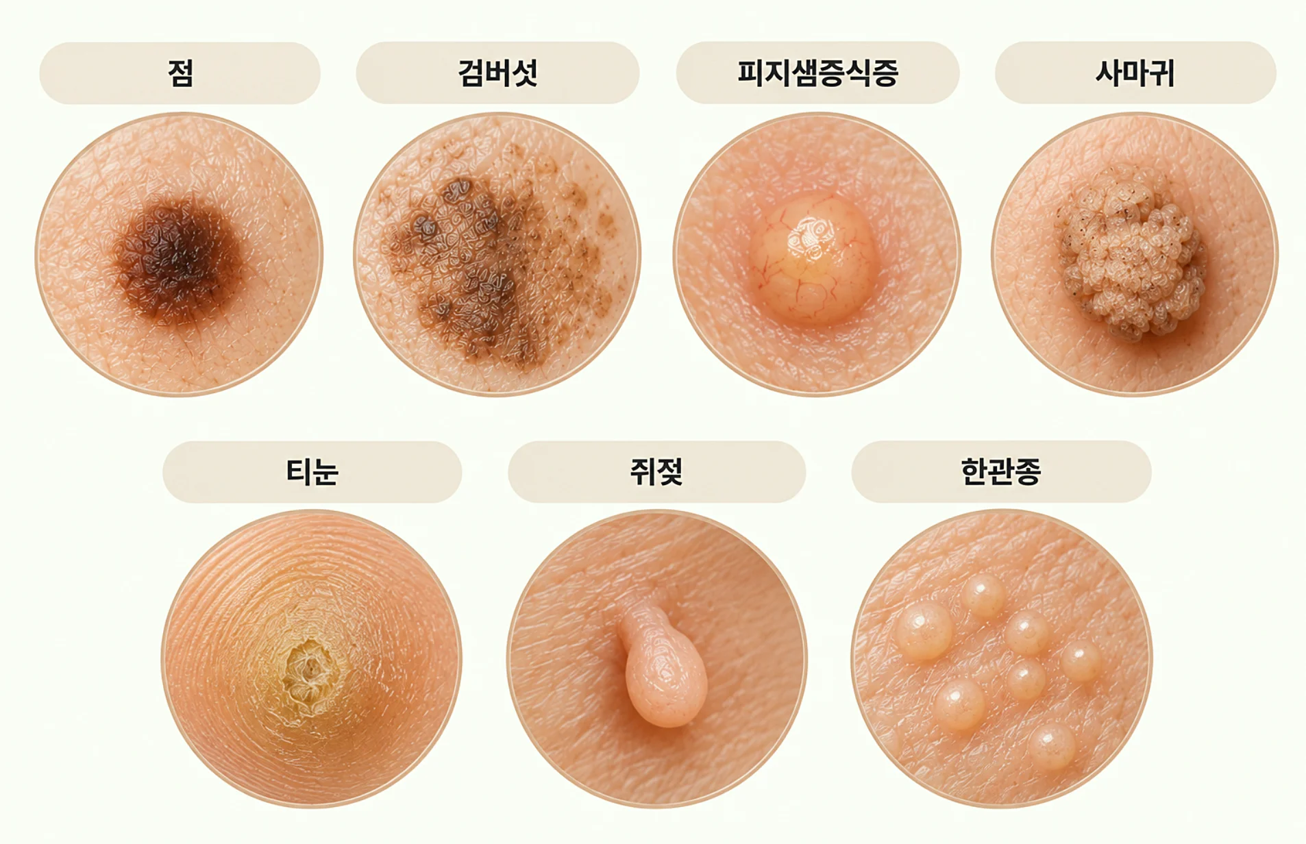 CO2 레이저로 제거 가능한 병변 - 점, 검버섯, 피지샘증식증, 사마귀, 티눈, 쥐젖, 한관종