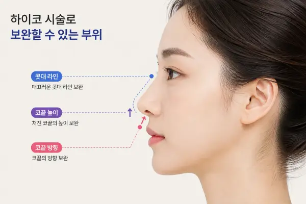 하이코로 보완하는 콧대 라인과 코끝 높이·방향