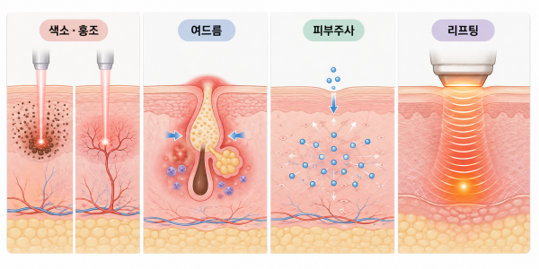 색소 홍조 여드름 피부주사 리프팅으로 나눈 피부과시술 종류