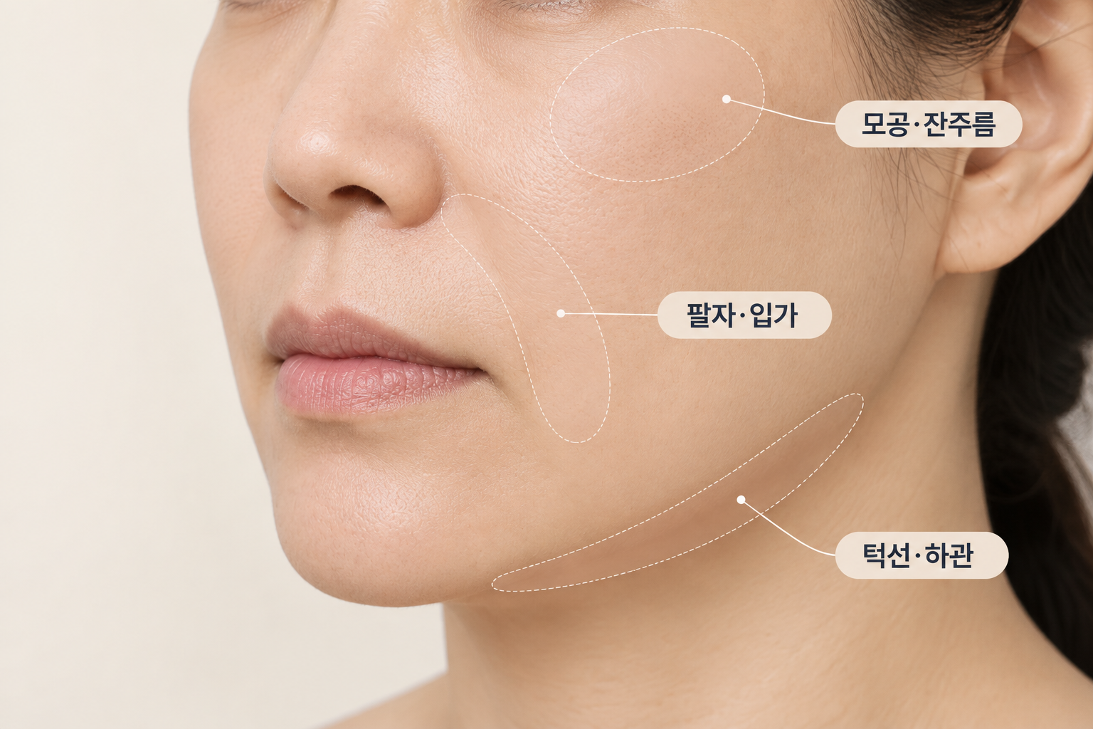 티타늄 리프팅 효과를 고려하는 모공 잔주름 팔자 입가 턱선 하관 부위