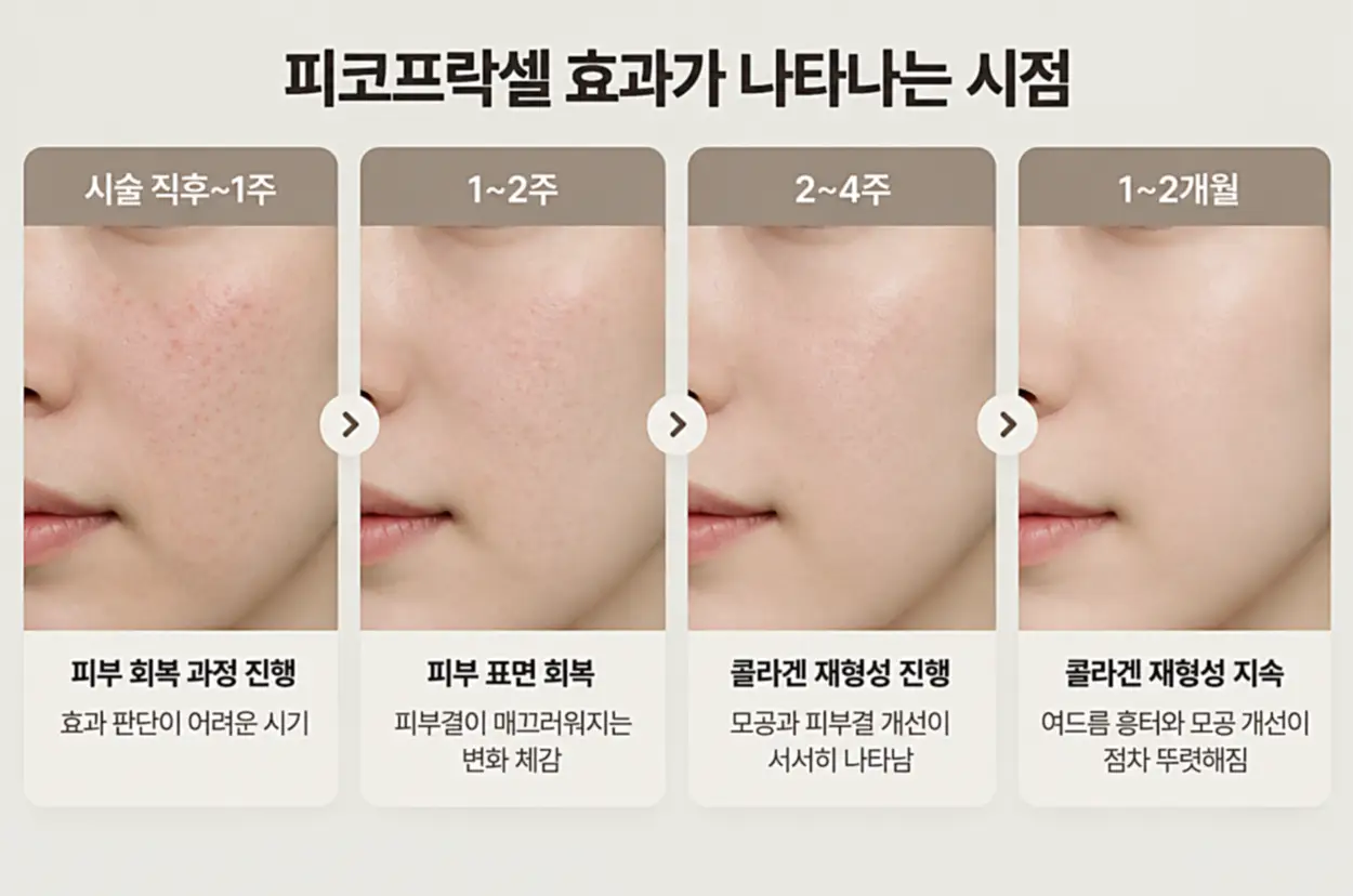 피코프락셀 효과가 나타나는 시기를 나타내는 이미지