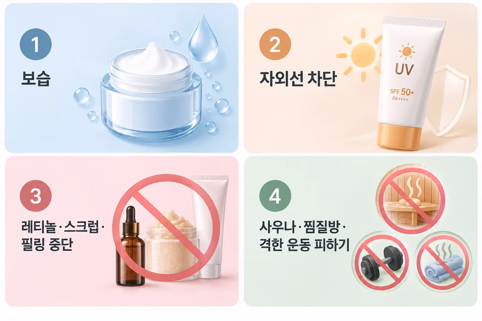 모공 프락셀 후 피부 회복을 돕기 위한 보습·자외선 차단 등 관리 방법