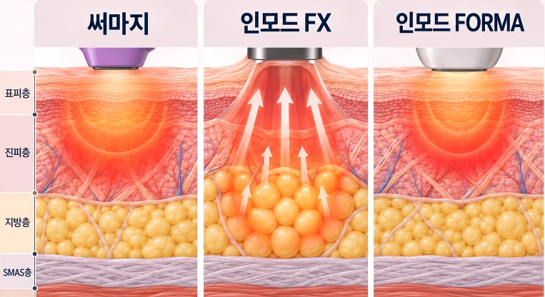 써마지·인모드의 피부 작용층 차이