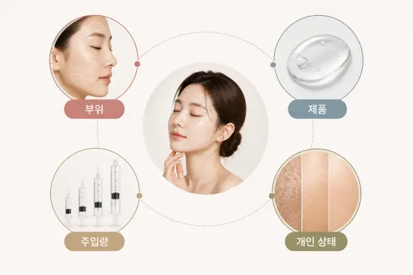 필러 유지기간에 영향을 줄 수 있는 시술 부위 제품 특성 주입량 개인 상태