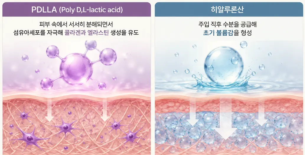 쥬베룩의 PDLLA와 히알루론산이 작용하는 원리