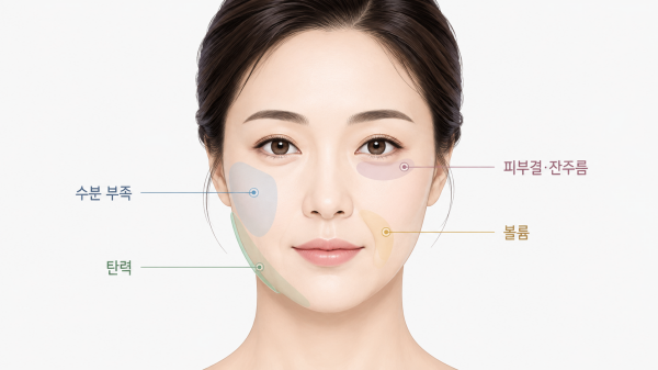 얼굴 부위별 수분 부족 피부결·잔주름 탄력 볼륨 고민 구역