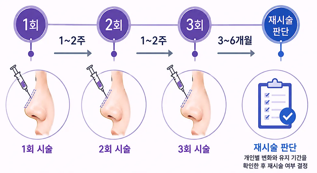 코 조각주사 회차 진행 흐름 - 1~2주 간격 주기