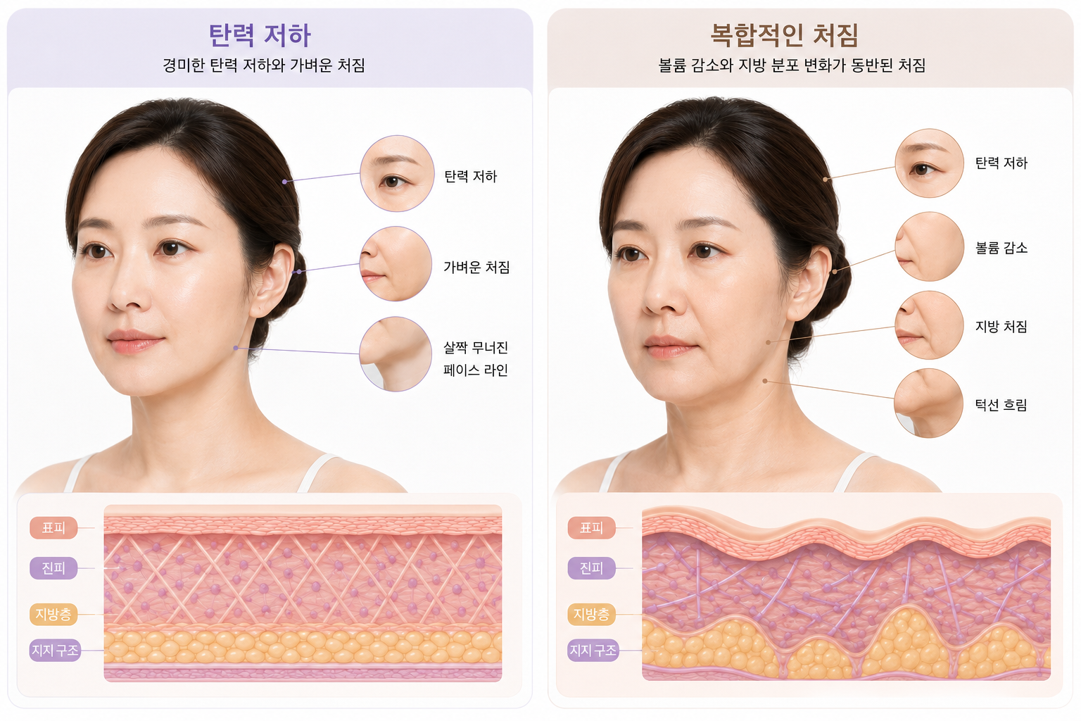 피부 탄력과 처짐 정도·시술 범위·에너지 설정에 따른 조건 비교