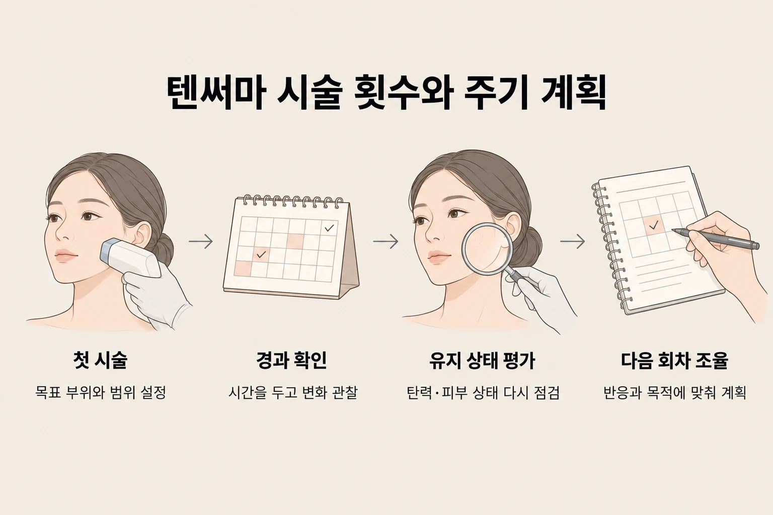 텐써마 첫 시술부터 다음 회차 조율까지의 시술 계획 흐름을 정리한 이미지