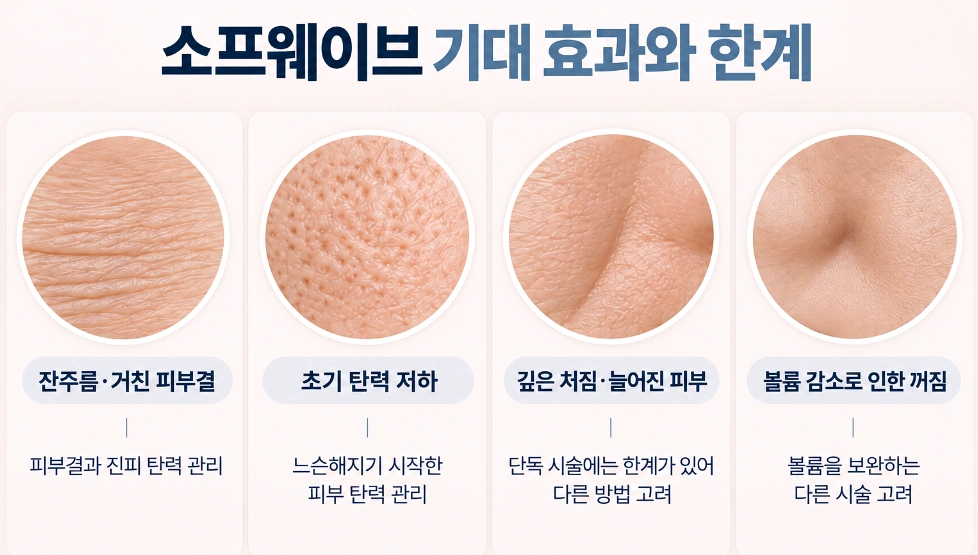 소프웨이브로 기대할 수 있는 피부 탄력 개선 효과와 시술의 한계