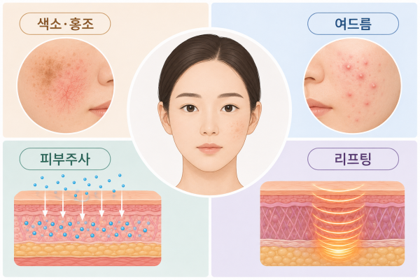 색소 홍조 여드름 피부주사 리프팅의 피부과시술 종류별 작용 방식