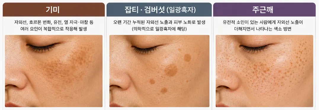기미·잡티·검버섯·주근깨 레이저 치료 전 구분해야 할 색소 유형