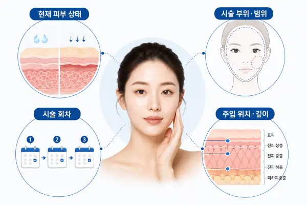쥬베룩 유지기간에 영향을 주는 피부 상태 시술 부위와 범위 시술 회차 주입 위치와 깊이