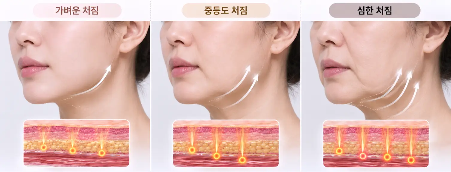 처짐 정도에 따른 울쎄라 인모드 효과와 한계