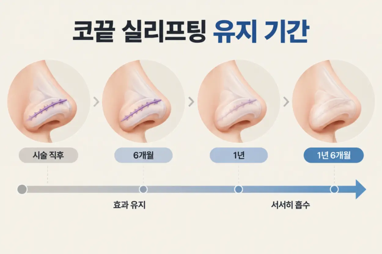 코끝 실리프팅 유지 기간을 나타내는 그래표