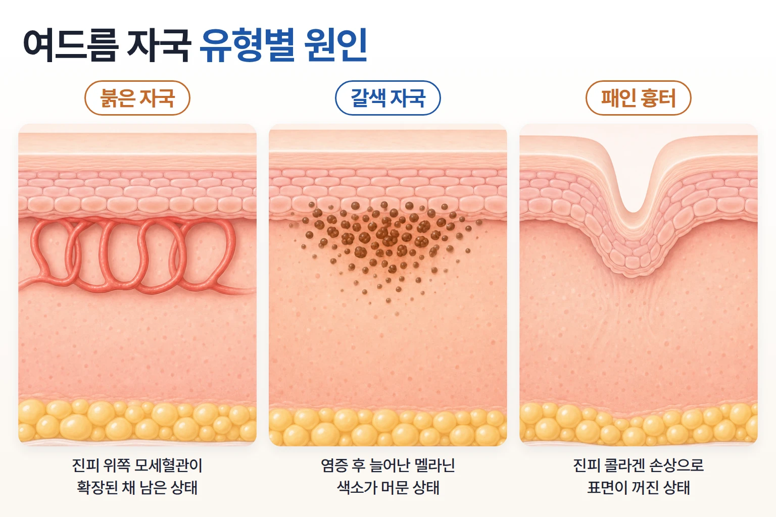 혈관 레이저 빛이 확장된 모세혈관 속 헤모글로빈에 흡수되어 열로 바뀌는 과정 확대 개념도