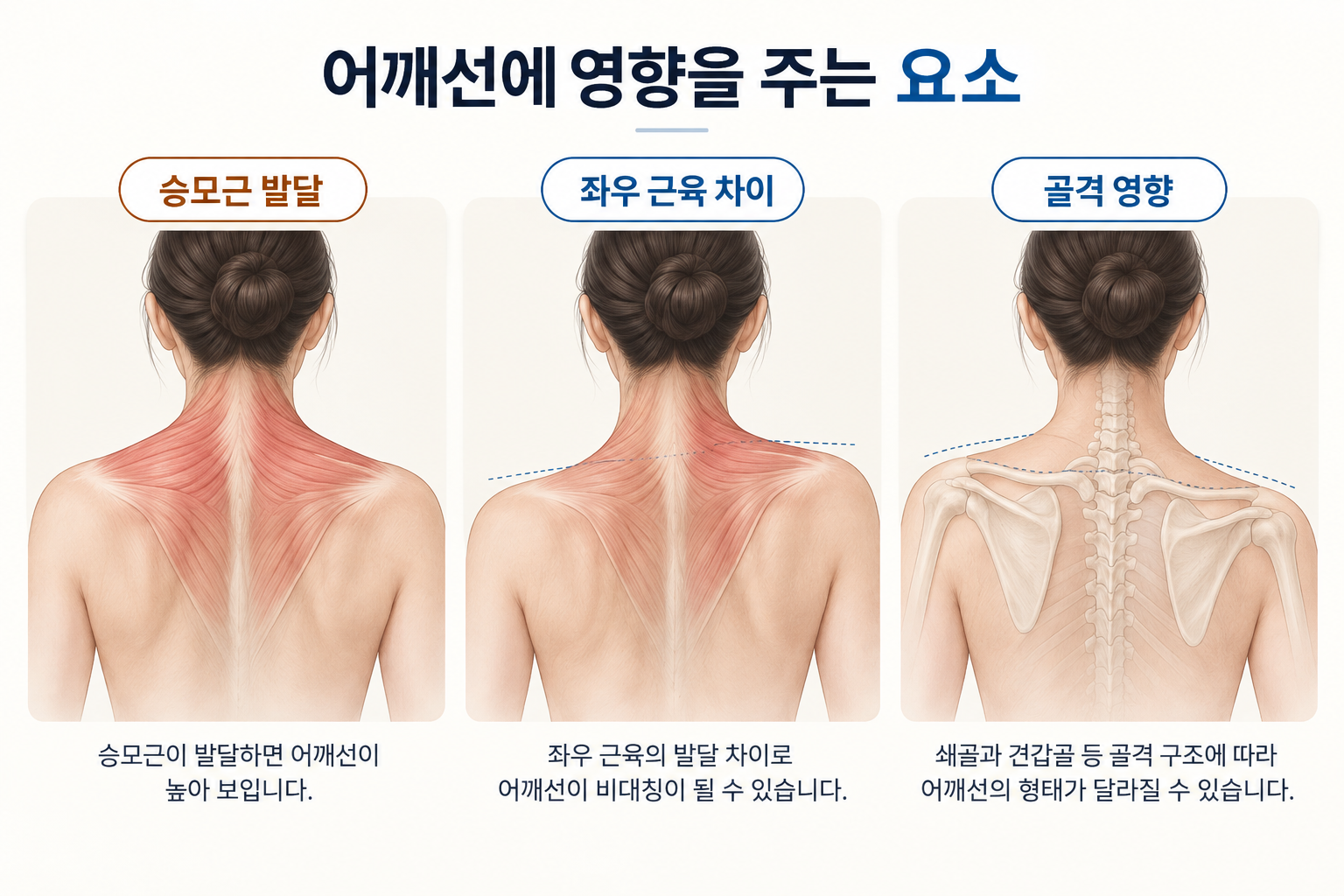 어깨선에 영향을 주는 승모근 발달 좌우 근육 차이 골격 구조