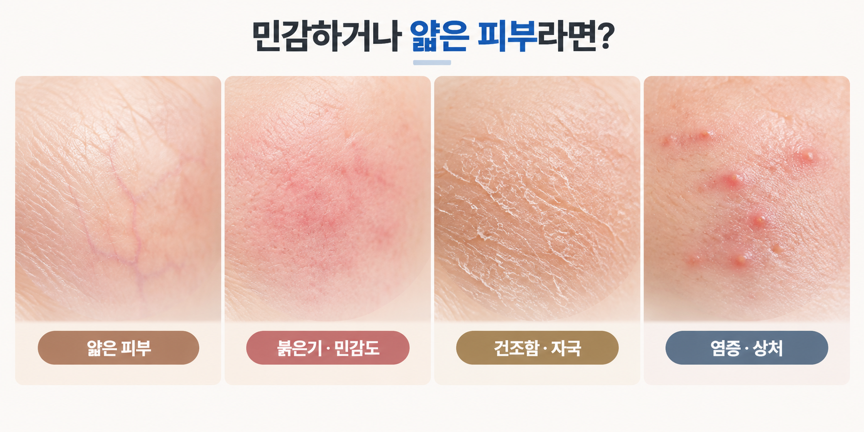 고주파 리프팅 전 확인하는 얇은 피부와 붉은기 건조함 염증 상태