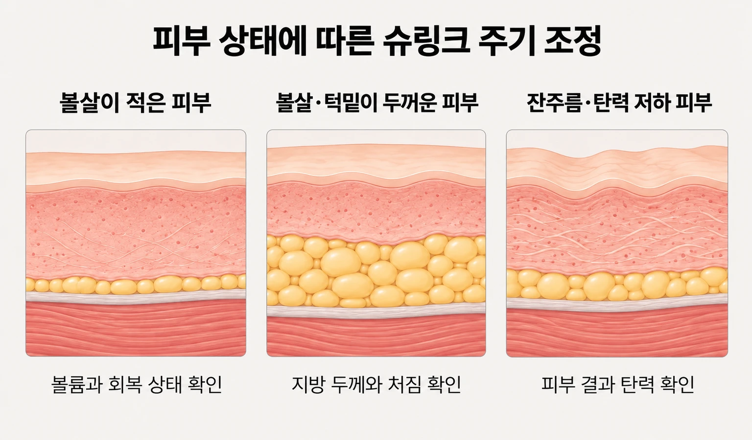 볼살·지방 두께·잔주름 등 피부 상태별 슈링크 주기 점검 기준