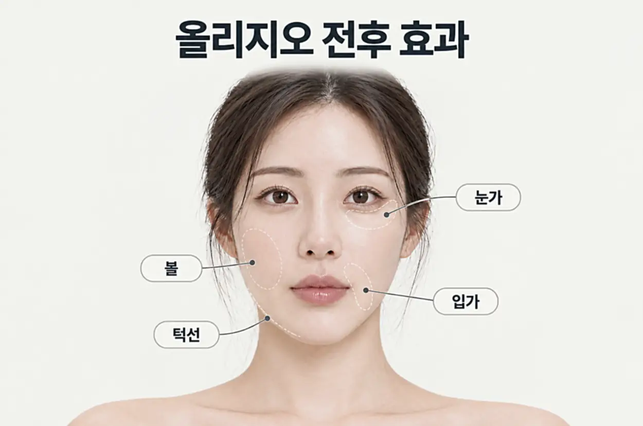 올리지오 시술 전후 피부 효과를 나타내는 이미지
