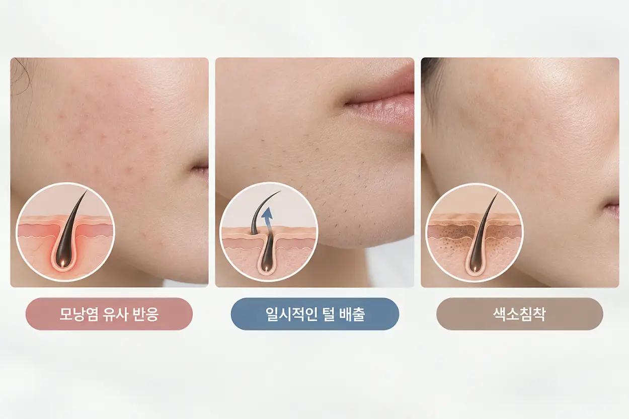 얼굴레이저제모 시술 후 반응 - 부작용 내용 정리