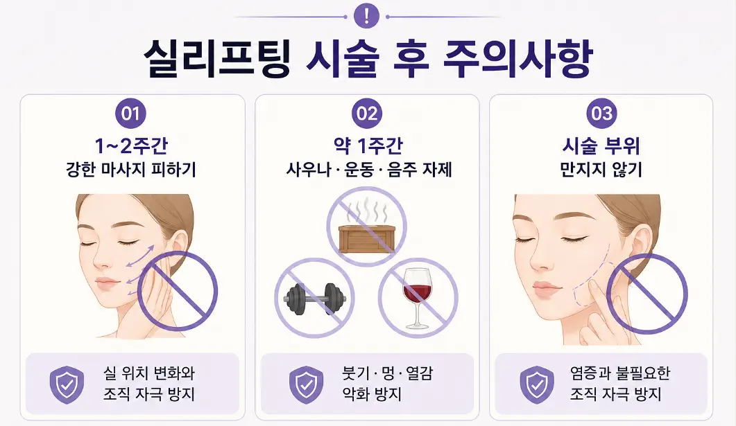 실리프팅 시술 후 자극을 줄이기 위한 주의사항