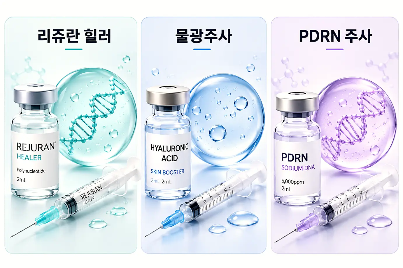 리쥬란 힐러와 물광주사, PDRN 비교